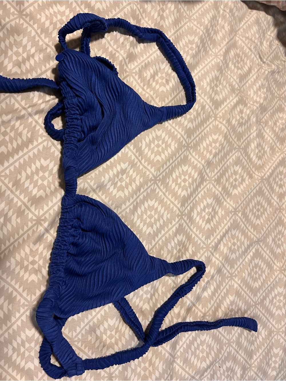 Lulu's Royal Blue Textured Triangle Bikini Top